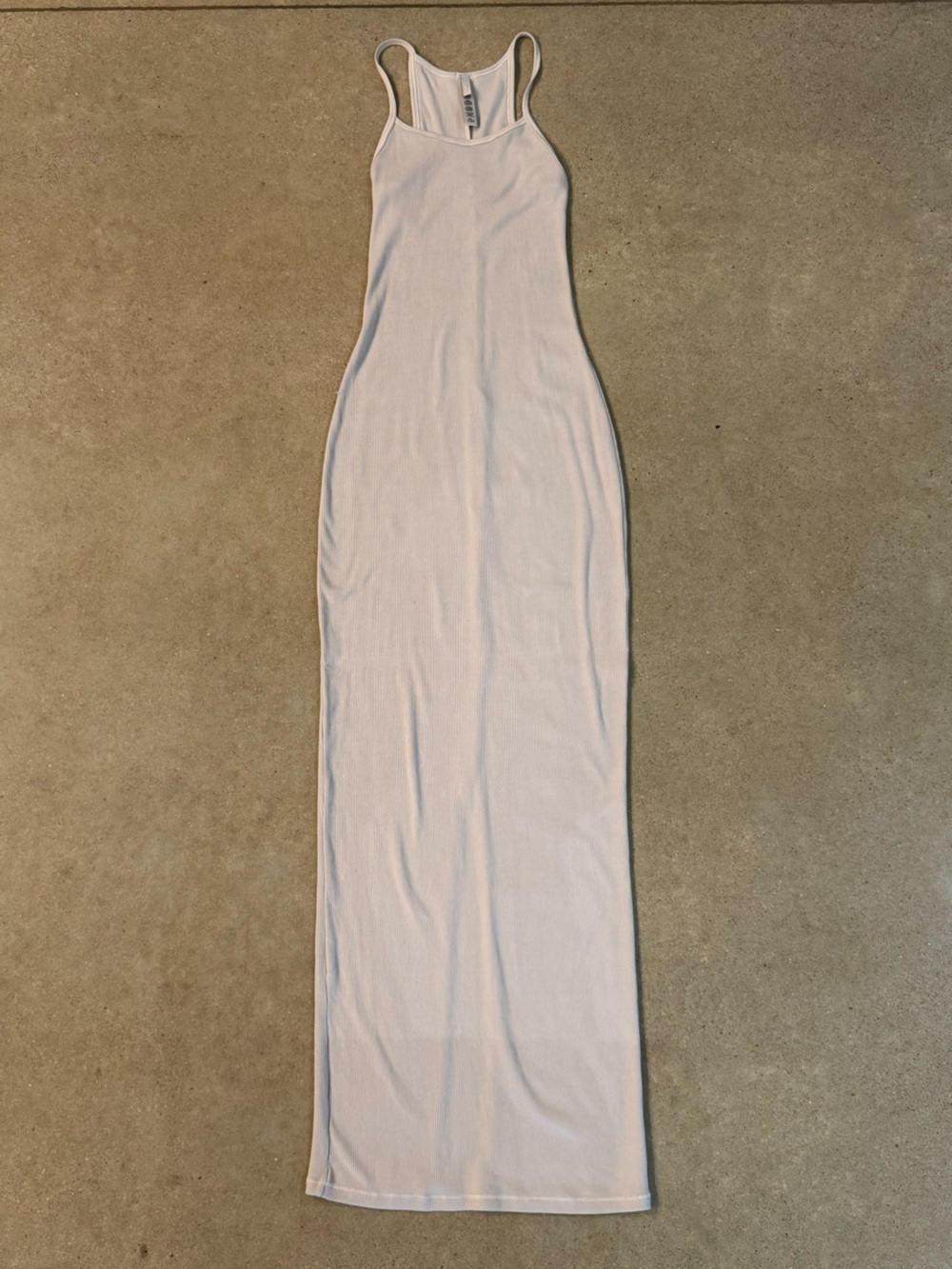 SKIMS Cotton Rib Long Cami Dress / Soft Lounge Dress – Stone – XS